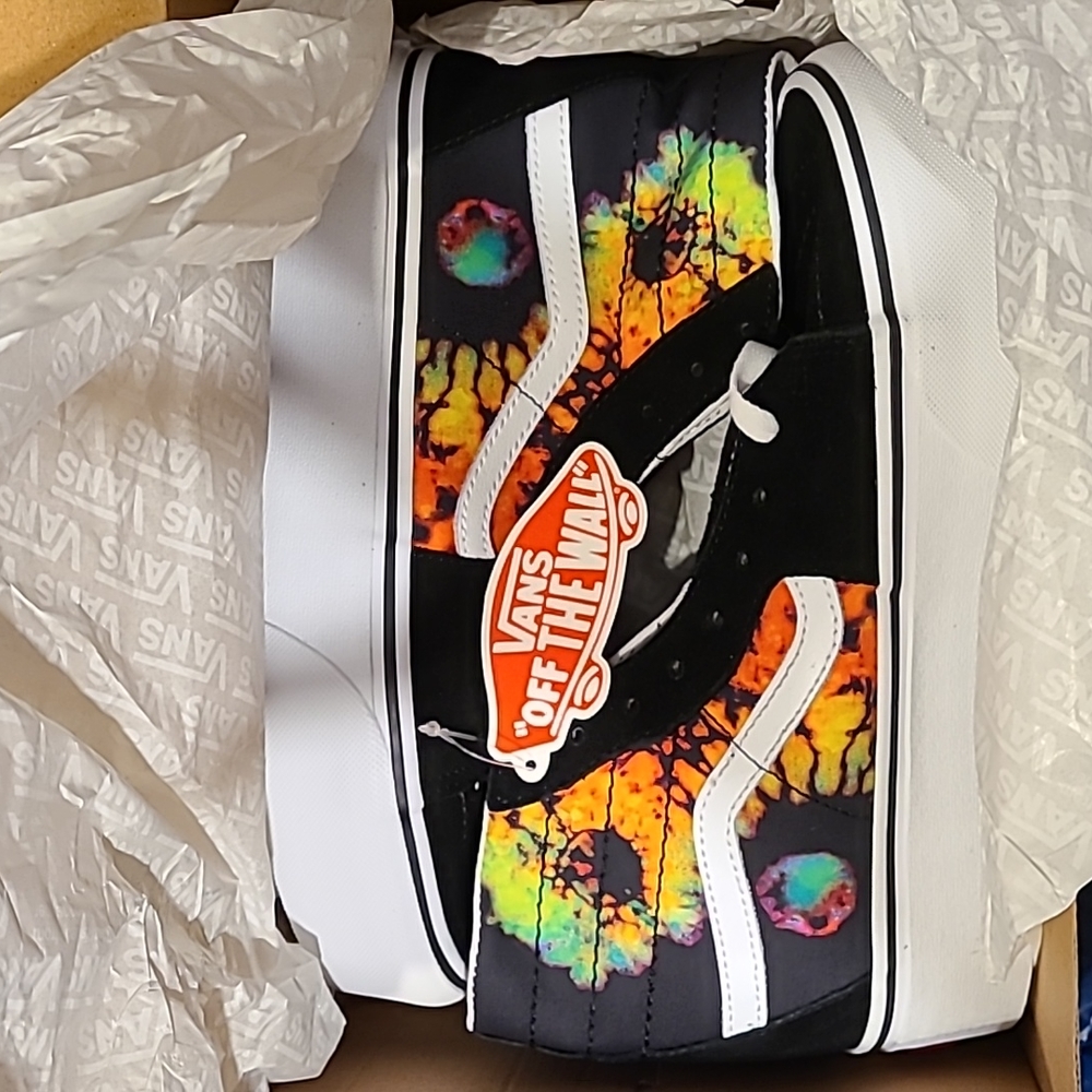 M 7 W 8.5 NIB SK8-HI TAPERED STACKFORM SHOE eur 39 34mm platform tie dye suede